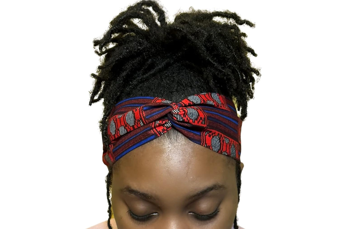 African Print Turban Headband - Black, Satin Lined Headband