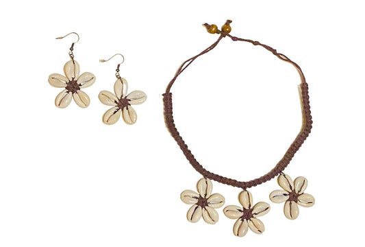 Cowrie Star Earrings and Necklace Set