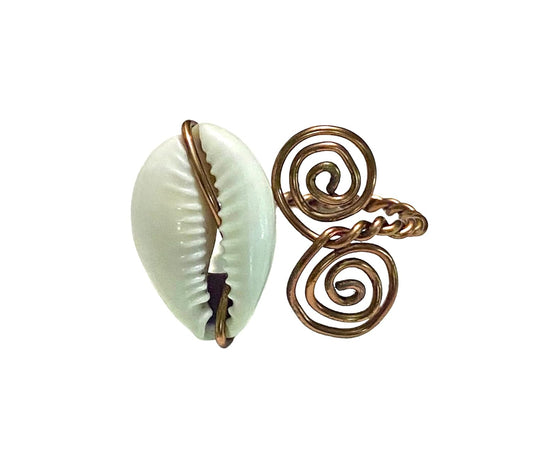 Cowrie Shell Ring - Copper Wire Ring