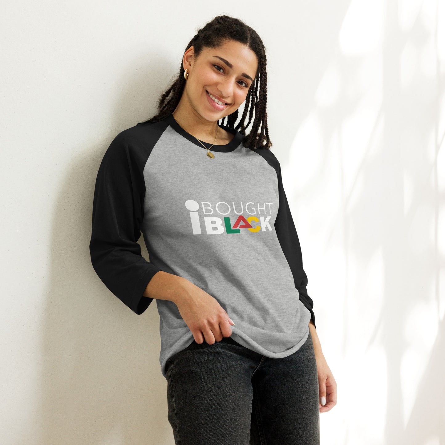 I BOUGHT BLACK 3/4 sleeve raglan shirt