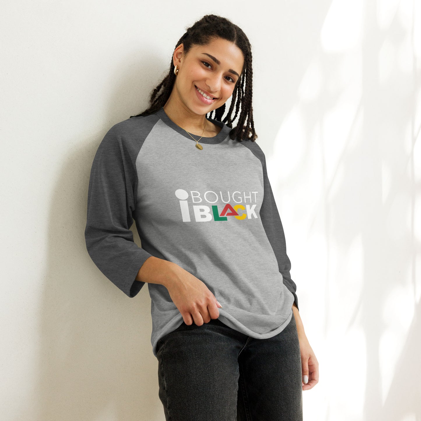 I BOUGHT BLACK 3/4 sleeve raglan shirt