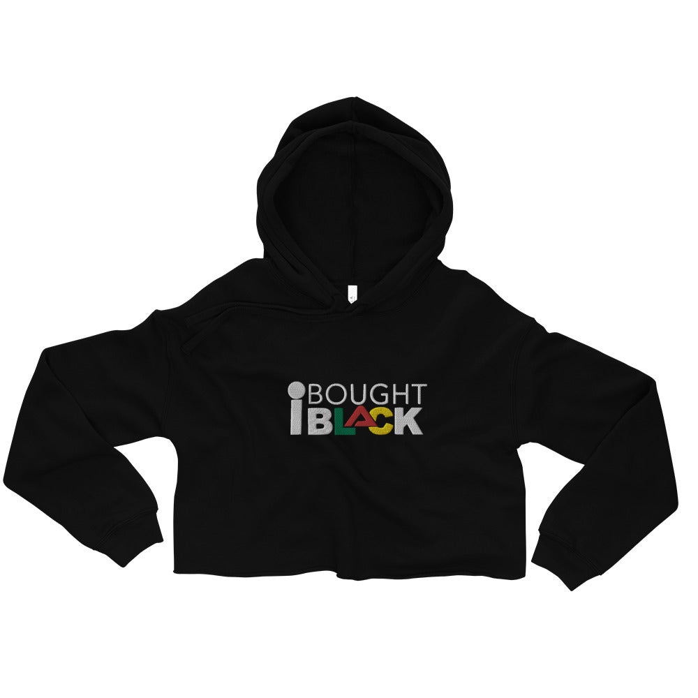 I Bought Black Crop Hoodie with white lettering