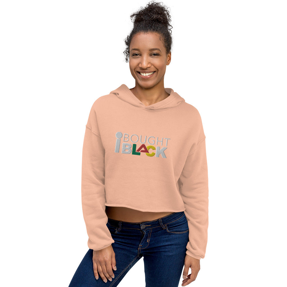 I Bought Black Crop Hoodie with white lettering