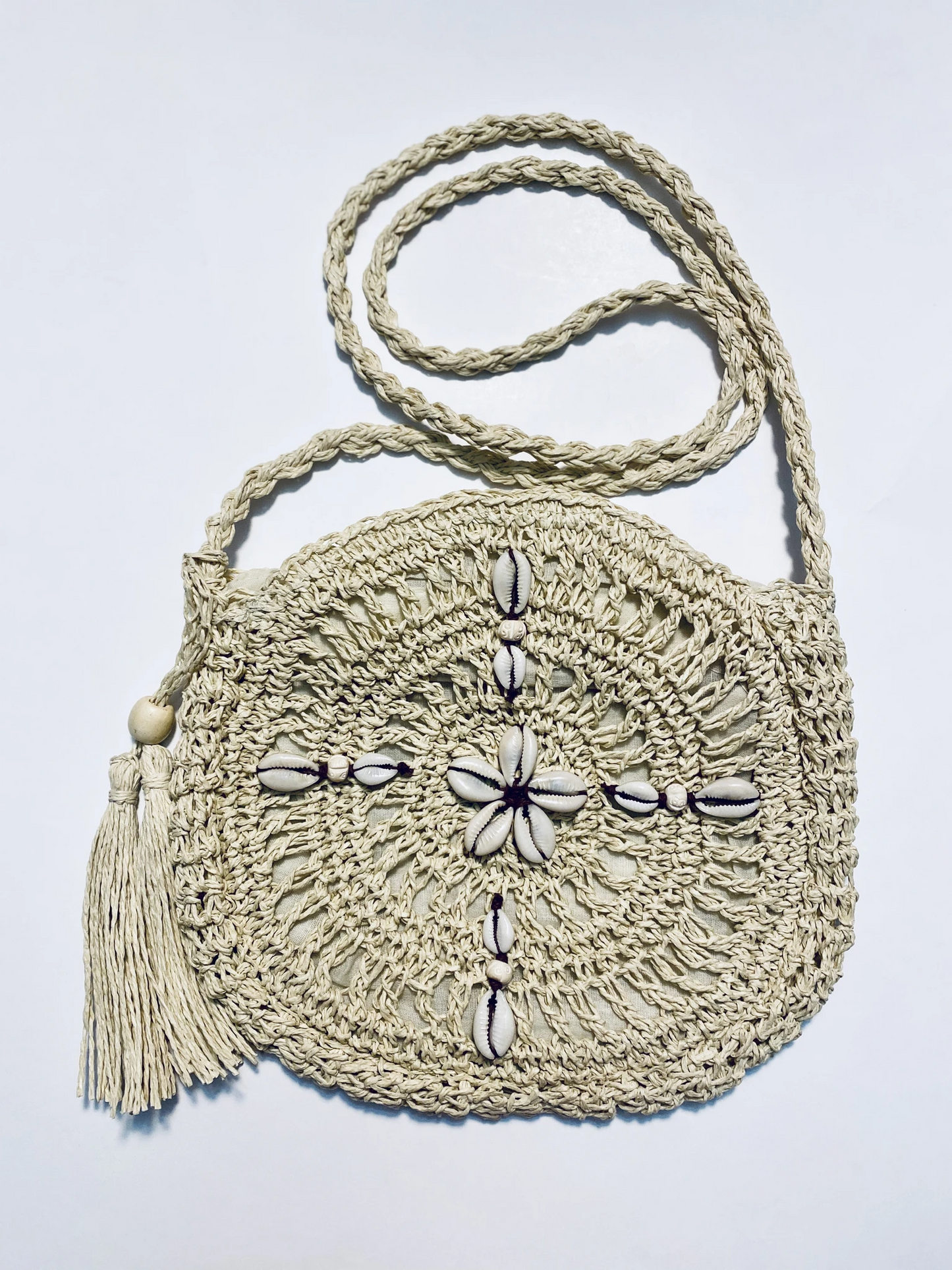 Cowrie Shell Rattan Woven Handbag
