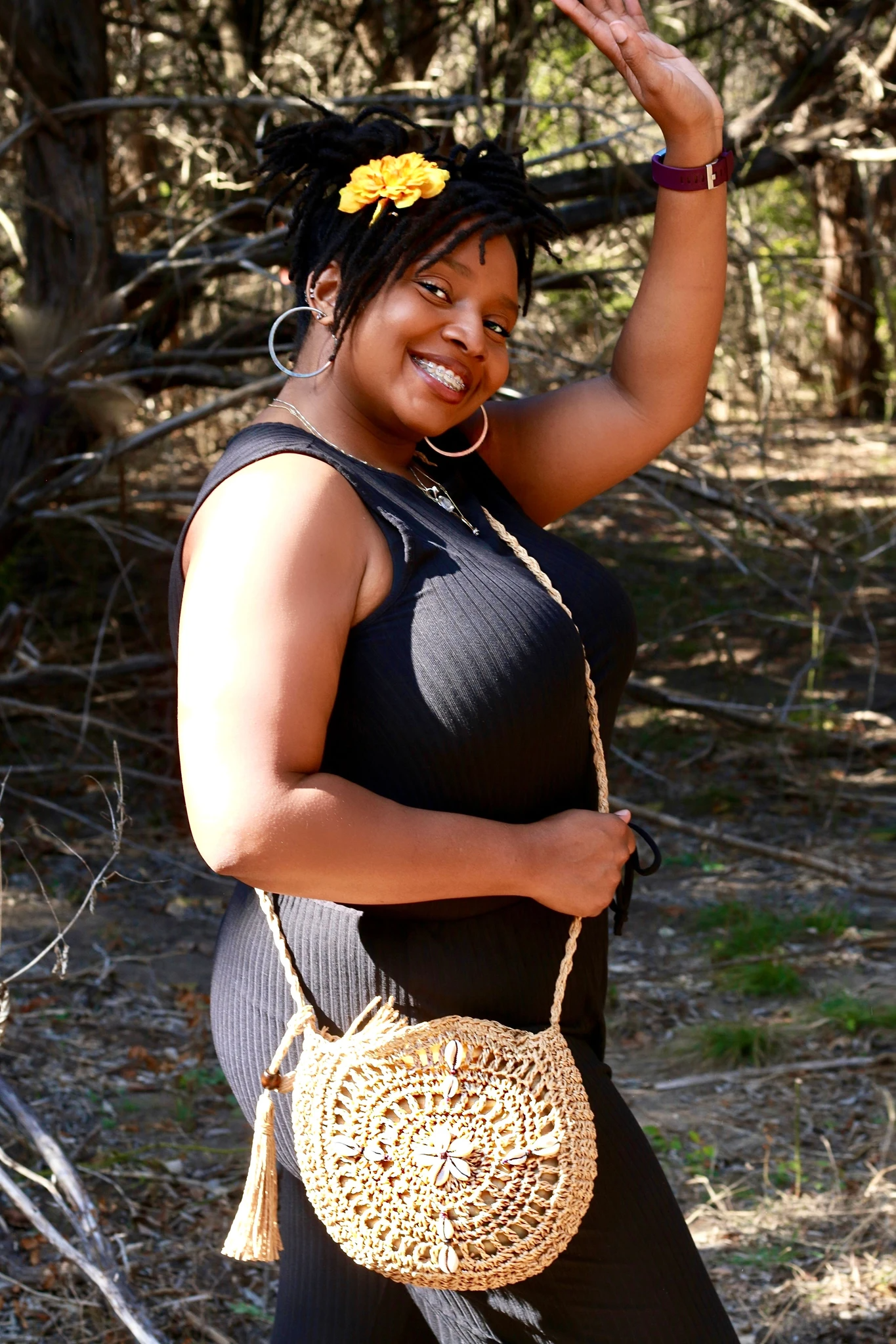 Cowrie Shell Rattan Woven Handbag
