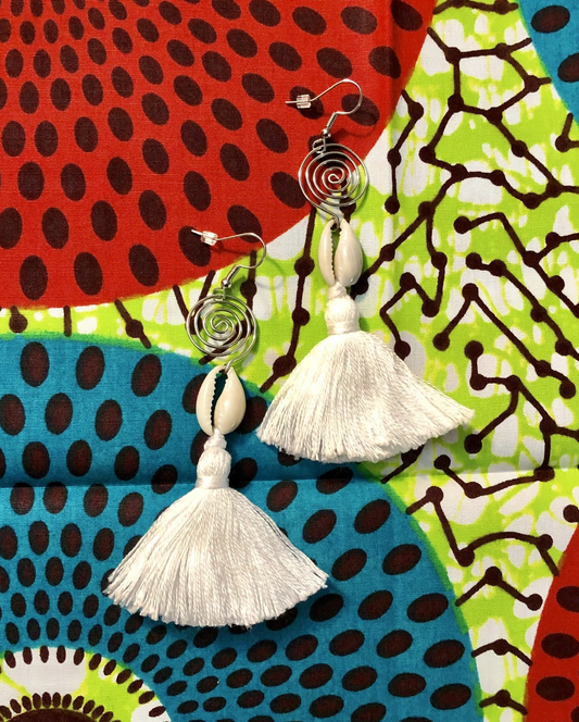 Cowrie Shell Tassel Earrings