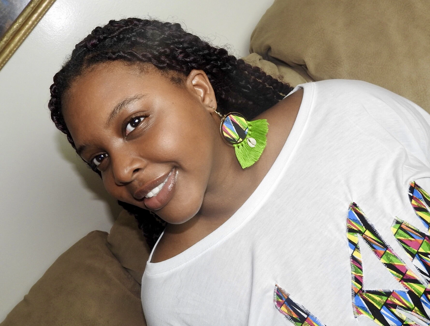 Cowrie Tassel Hoop Earrings