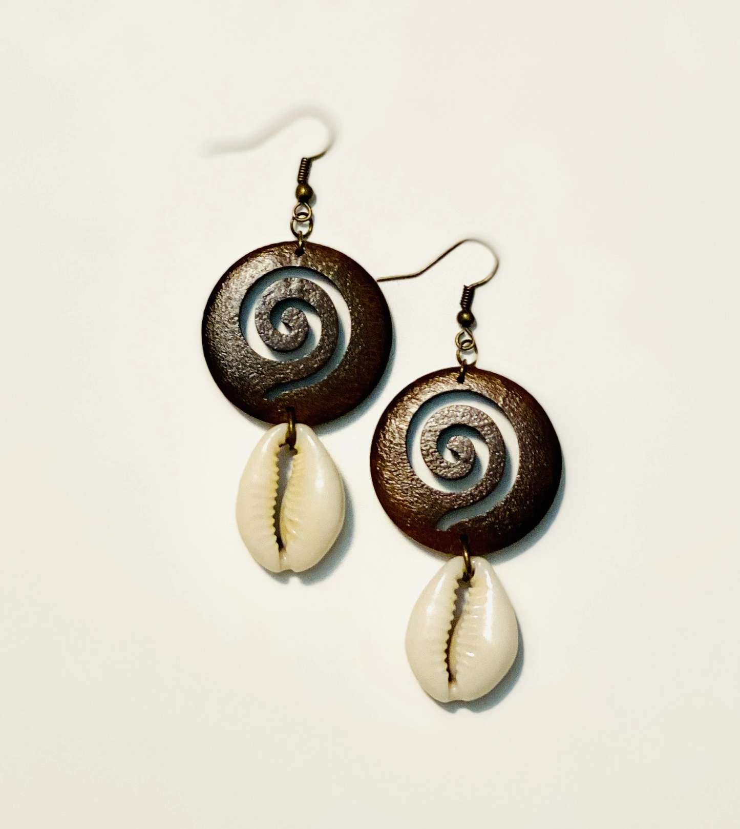 Cowrie Wooden Earrings