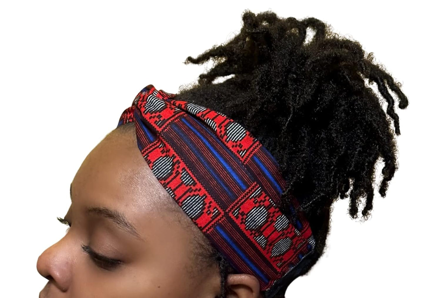 African Print Turban Headband - Black, Satin Lined Headband
